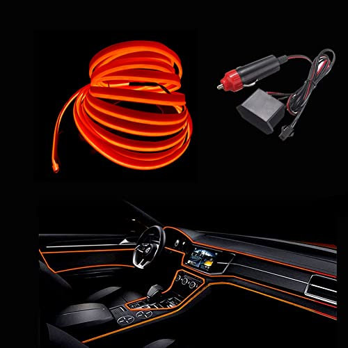 Balabaxer Orange EL Wires Car Kit,10M Flexible Neon EL Draht für Autos DC 12V Neonatmosphäre Glühendes Elektrolumineszenzlicht Glühendes Neonlicht