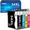 Palmtree 34XL Druckerpatronen Kompatible für Epson 34 34XL Golfball, für Workforce Pro WF-3725DWF WF-3720DWF WF3720DWF WF3725DWF T3471 T3472 T3473 T3474 (4er Pack/1 Schwarz 1 Cyan 1 Magenta 1 Gelb)