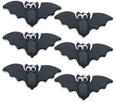 Anniversary House Pack 6 Halloween Vampire Bats Edible Cake Decorations, Handcrafted Cake Toppers, Edible Fondant Icing Sugar Cupcake Toppers, SFX345