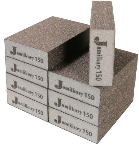 Pack of 8 150 Grit Sanding Blocks, Jamiikury Fine Sanding Sponge, Washable and Reusable, Wet Dry Sandpaper Sponge for Wood, Metal, Furniture, Paint and Drywall