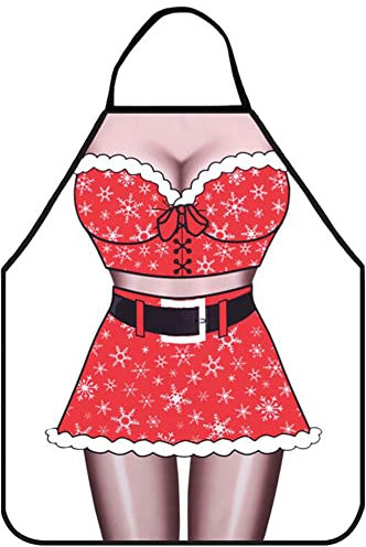 Lustige Kochschürze, sexy Küchenschürze, zum Kochen, Grillen, Partys, jutable Erwachsenengröße, Kochschürze für Frauen, Geschenk, santa maid, One size
