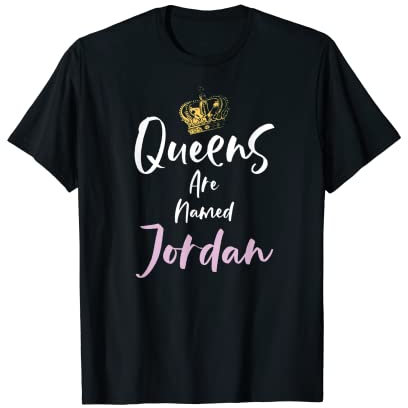 Jordan Name Queen Personalizzato Donne Ragazza Carino Rosa Nero Maglietta