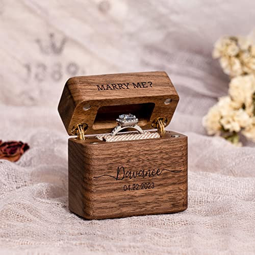 KEMEILA Premium Flip Holz Ring Box Gravur Antrag Verlobung Ring Box Ehering Träger Benutzerdefinierte Ringhalter