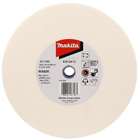 Makita WA60KV - Mola da banco in ossido di alluminio, bianco, 205 x 19 x 15,88 mm