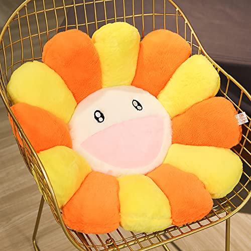 Zinsale Niedliches Blumen-Bodenkissen, Überwurfkissen, Indie-Raumdekoration, Kissen für Teenager, Tweens, Mädchen, Plüsch, Stofftier für Kinder, Lesen, Necke, Fernsehen, Schlafzimmer(Orange Gelb,40cm)