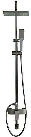 PINCHU Duscharmaturen Sets Grau Duscharmaturen 25X17cm Regenduschkopf, Duschsystem Zur Wandmontage Mit Handbrause, Wanneneinlauf