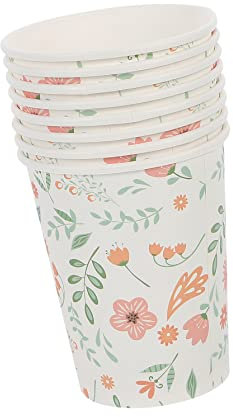 Abaodam Lot de 24 Gobelets en Papier Jetables de 255 Ml avec Motif de Feuilles pour Pique- Mariage Événements de Restauration