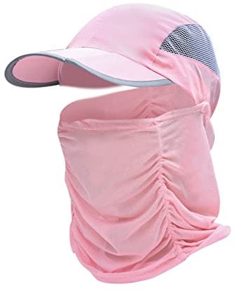 Asudaro Damen Sonnenschutzhut, 2 in 1 Krempen-Sonnenhut mit Abnehmbarem Nackenschutz und Nackenschutz Safari Hut Anglerhut Gartenhut-Anti-UV Strand Sommerhut-zum Wandern Jagen Camping Strand Rosa