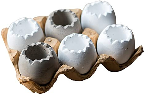 RAHYMA 1 Set Sukkulenten-Pflanzgefäß Indoor-Outdoor-Pflanzgefäß, kreativer 6-teiliger Eierschalen-Mini-Blumentopf mit Sockel for Zuhause, Büro, Balkon, Dekoration A/167