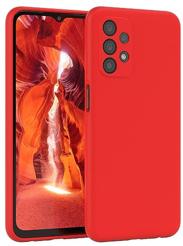 EAZY CASE Premium Silikon Handyhülle kompatibel mit Galaxy A23 5G Slimcover mit Kameraschutz und Innenfutter, Silikonhülle, Schutzhülle, Bumper, Handy Case, Hülle, Softcase, Rot
