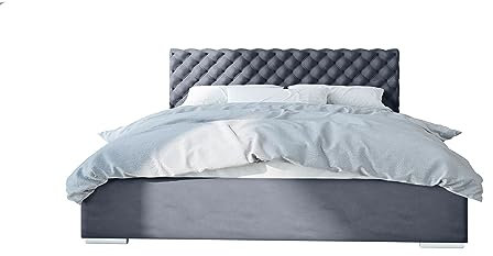 Polsterbett Mars im Chesterfield Stil 4 elegante Farben 4 Breiten und großer Bettkasten Grau 140cm X 200cm