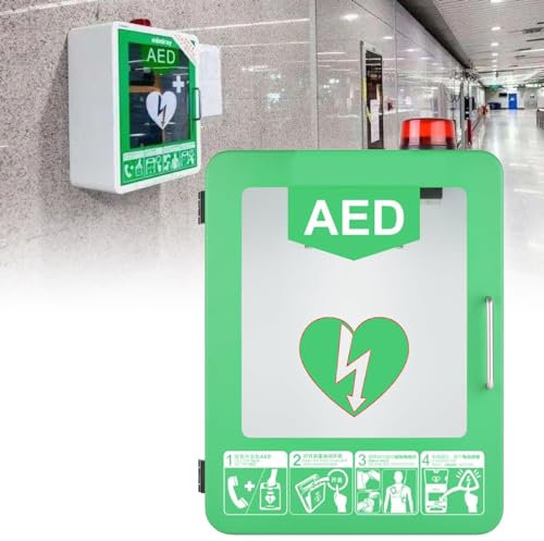 XDLYWUZIQ Aed-Defibrillator-Aufbewahrungsschrank, Wandmontierter Herz-Defibrillations-Alarmkasten Aus Kunststoff, Erste-Hilfe-Schrank, Design Mit Abgerundeten Ecken, Für Zuhause, Büro