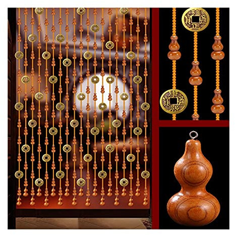 LUCEAE Perges En Bois Naturelles Corde de Porte, Rideau Perlé de Partition Intérieure, Ornements de Porche de Salon, Séparateur de Salle Fait À La Main, Rideau Perlé de Personnalisation de Taille Dang