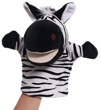 Proumhang Handpuppen für Kinder,Weiche Plüsch Zoo Tier Puppe für Kinder Kleinkinder Jungen Mädchen,Für phantasievolles Spiel,Showtheater,Partyzubehör (große bewegliche Münder) Zebra 25cm