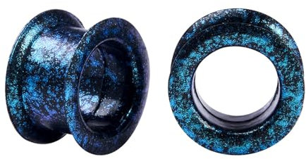 Longbeauty 1 Paar Silikon Ohrpiercing Ohr Tunnel Flesh Expander Stretcher Earlets Plug Gauges Double Flared Hart für Ohrläppchen, Schwarz/Blau, 14MM
