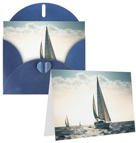 Xzeit Blanko-Grußkarten mit Umschlägen, Motiv: Ozean, Segeln, Happy Birthday Karten für Frauen und Männer, Weihnachten, Halloween, Hochzeit, blanko, Notizkarten, alle Anlässe