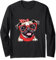 Tiere Hunde mit Halstuch und Sonnebrille Mops Langarmshirt