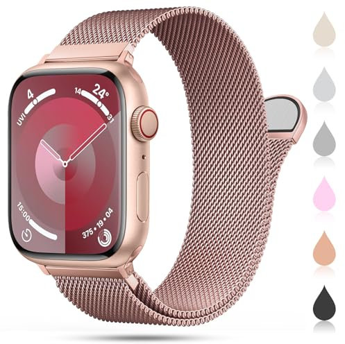 OULUOQI Cinturino di ricambio compatibile con cinturino Apple Watch 41mm 40mm 38mm 46mm 45mm 44mm 42mm 49mm, bracciali milanesi in acciaio inossidabile per iWatch serie 10 9 8 SE 7 6 5 4 3 2 1 Ultra 2