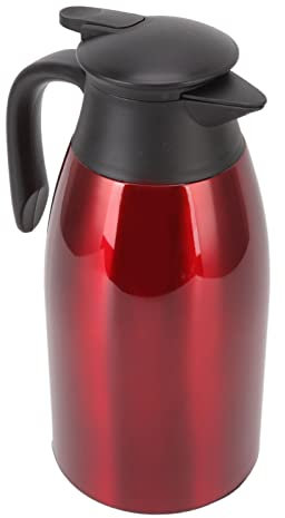 grande aislada, olla al vacío de té, acero inoxidable 304, tapa a prueba de fugas, capacidad de 2 litros, mango portátil, dispensador de café aislado al vacío (rojo vino)