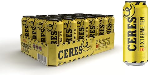 Ceres Extreme Ten - 24 Lattine da 50 cl, Birra Bionda Doppio Malto, Gradazione Alcolica 10°C, Gusto Vigoroso e Deciso con Sentori di Malto