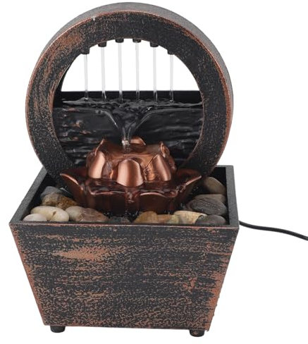 Elprico Wasserbrunnen für den Innenbereich, Tisch-Wasserbrunnen mit LED-Licht, Kleiner USB-Schreibtisch-Wasserfallbrunnen für Wohnzimmer/Büro, Zen/Heimdekoration, Tisch-Wasserbrunnen,