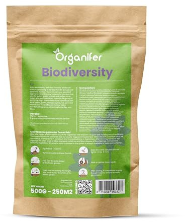 Mezcla De Flores Silvestres (500 G/250 M2) - Mezcla De Semillas De Flores Silvestres Perennes - Flores Silvestres - Semillas De Flores Silvestres - Atrae Mariposas Y Abejas - 62 Especies - Organifer