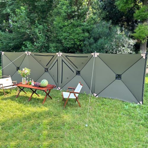 LANGWEI Brise-Vent De Camping, Grand Bloqueur De Coupe-Vent avec Fenêtres Transparentes, Pare-Vent Pliable, Abri D'intimité pour Caravane De Plage, Camping-Car,Vert