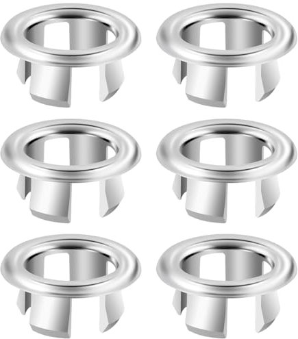 FOMGIIN 6 Piezas Anillo de Desbordamiento de Fregadero, Tapa Redonda de Desbordamiento del Orificio, embellecedor lavabo Cubierta de Anillo de Rebosadero de Fregaderos, para Cocina, Baño