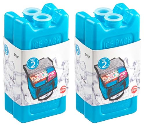 Acan Tradineur - Pack de 4 Acumuladores de Frío N.º 2-90 G - Fabricado en Plástico - Ideal para Mantener la Temperatura en tu Nevera portátil - 11 x 5,5 x 3 cm