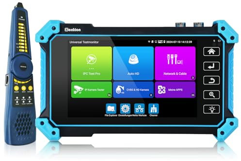 Henkion IPC-5200C Plus CCTV-Kamera-Tester 5,4-Zoll-Touchsbildschirm Monitor CCTV-Tester 12MP IPC und 4K 8MP TVI CVI AHD SDI-Kamera-Testkabel-Tester Unterstützung POE HDMI VGA WiFi RS485 Kabel-Tracer