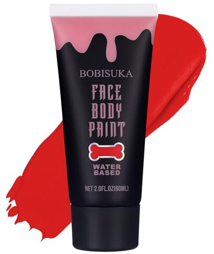 BOBISUKA Peinture Faciale Rouge, Peinture Corporelle Lavable à Base d'Eau pour les Fêtes d'Halloween Art Théâtre Cosplay Clowns