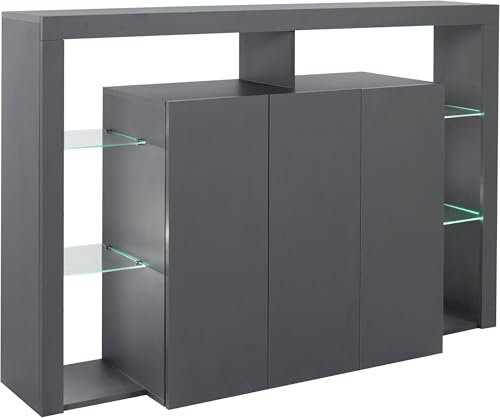 möbelando Highboard >Caserta< in Anthrazit matt - 150x100x40cm (BxHxT)