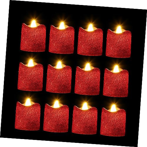 HOMSFOU 48 Stück Kerzenlicht Flammenlose Kerzenlampe LED Stumpenkerzen Teekerzen Elektrische Glitzer Votivkerze Elektrische Kerzen Flackernde LED Teelichter Teelichter