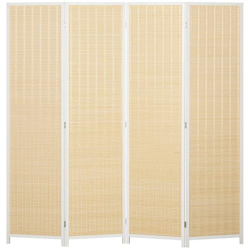 HOMCOM Paravent Interieur en Bois 4 Panneaux 180 x 180 cm séparateur de pièce Pliable cloison de séparation pour Salon Chambre à Coucher Maison, Bois Naturel