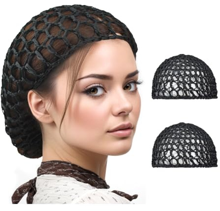 YTBYT 2 Pcs Hair Nets for Sleeping in Mesh Crochet Hair Net Mesh Wig Caps for Women's Keep Curls Hair Sleeping (Black)