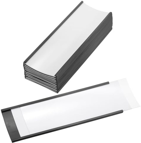 PATIKIL 10 Stück Magnetischer Etikettenhalter 5,5 x 2 mit Papiereinsätzen | C-Kanal Magnetische Aktenschranketiketten Regal-Datenkartenhalter Schilder, für Metallregale Whiteboard