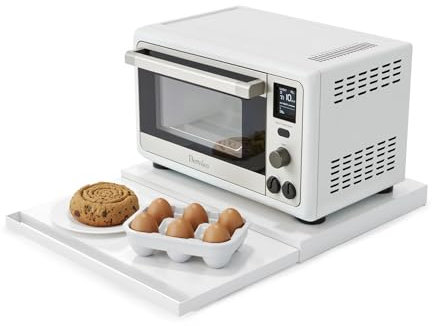 VibeNest Steel Microwave Stand with Pull-Out Drawers & Shelves | Countertop Organizer for Compact Microwaves, Coffee Station & Kitchen Appliance Storage (White+Shelf)