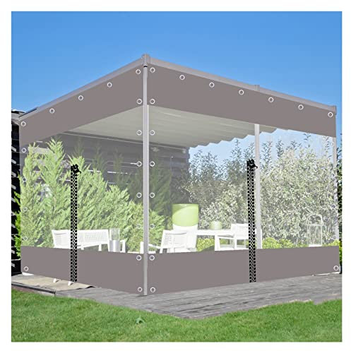 VagxTbs Outdoor Vorhänge Transparente Plane Mit Ösen Mit Reißverschluss, Haken, für Garage, Veranda, Pavillons, Vordächer, Seitenwand Carport(8x3m)