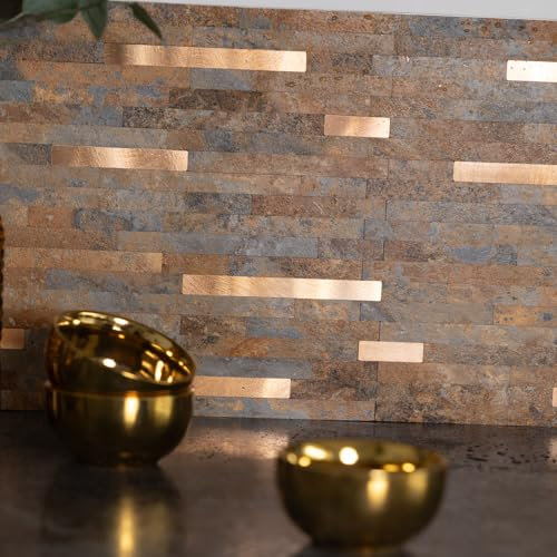 Create Your World dc fix Slate and Metal Self-Adhesive Premium Wall Tiles (10 Tiles) 29.7CM X 29.2CM