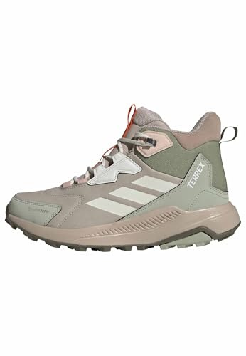 adidas Damen Terrex Anylander Leather Mid Climaproof Hiking Shoes, Wonder Alumina/Off White/Halo Green, 43 1/3 EU
