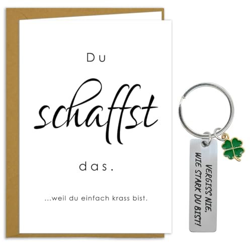 RFBEUTEL Du schaffst das Geschenke Glücksbringer für Frauen Freund Prüfung Motivationskarte Genesungskarte Gute Besserung Gesundheit