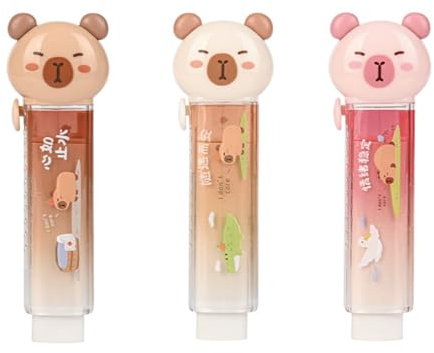 NHQZ 3 Stück Capybara Radiergummi,Kawaii Radiergummis Einziehbare,Kinder Radiergummi,Capybara Sachen,Radiergummi Tiere,Capybara Schulsachen,für Schulen und Büros Malerei Radiergummi