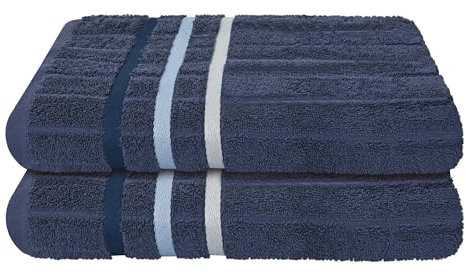 Uncover by Schiesser Duschtuch Ohio im 2er Set | 100 % Baumwolle | Oeko-TEX® Standard 100 & Made IN Green Zertifiziert | weich, saugstark, schnelltrocknend | 70x140cm | Dunkelblau