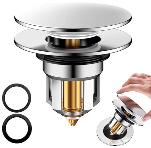 1 Stück Vollständig Kupfer Pop Up Abflusssieb, Upgraded Bathroom Sink Plug, Metal Drain Plug Universelle, Waschbeckenstöpsel, Mit Dichtungen, Abflussstopfen für Bad, Waschbecken und Küche (34-40mm).