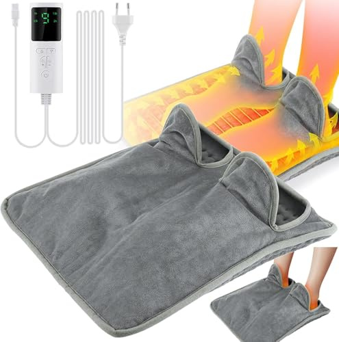 Chauffe-Pieds Chauffant électrique pour Hommes Et Femmes, Chauffe-Pieds avec Température à 9 Niveaux Et 4 Minuteries, Télécommande, Chauffe-Pieds électrique avec Lavable pour Soulager Les M