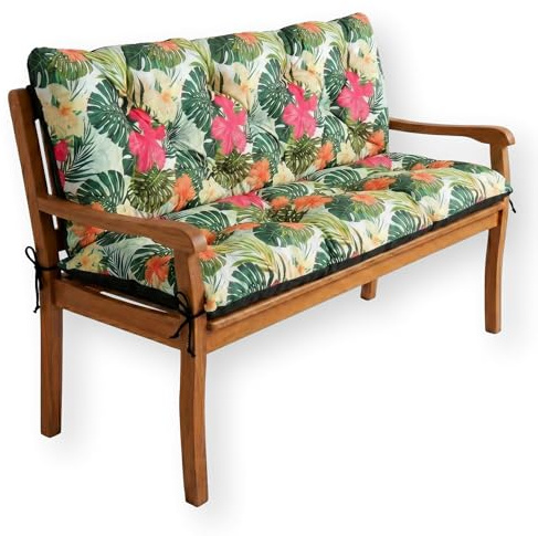 4L Textil Bankauflage Outdoor Gartenbankauflage Hollywoodschaukel | 110x60x50cm | Blumen | Ohne/Mit Rückenlehne | Sitzkissen | Bankkissen | Gartenstuhlauflagen