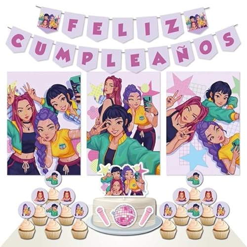 Decoración Cumpleaños Htx Clipart - 3 Carteles A3, 2 Banderines, 1 Cake Topper, 12 Toppers - Diseño Htx Clipart para Fiestas Infantiles (Pack 2)