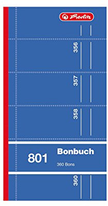 Herlitz 891614 FormularbuchBonbuch 801, 90 x 198 mm, sortiert