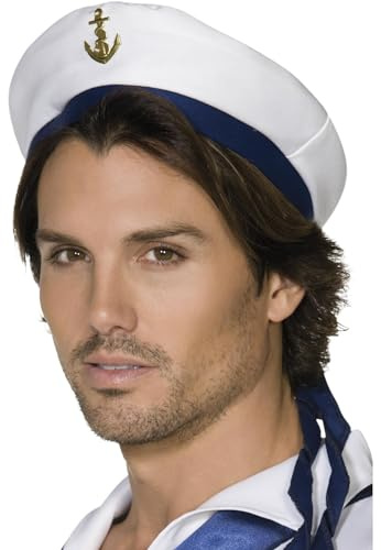 Smiffys Men's Sailor Hat, White, One Size, 29019 (US)