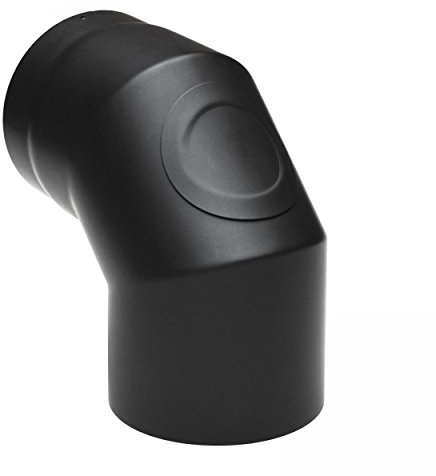 raik Rauchrohrbogen Ofenrohrbogen 90 Grad mit Reinigungsöffnung und 180 mm Durchmesser aus 2 mm Stahlblech in Schwarz mit eingebrannter Senotherm Beschichtung für Festbrennstofföfen